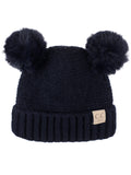 C.C Kids' Children's Double Ear Soft Pom Fuzzy Lined Cuff Beanie Cap