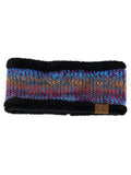 C.C Women's Multicolored Stretchy Knit Black Sherpa Lined Ear Warmer Headband