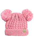 C.C Kids' Children's Cable Knit Double Ear Pom Cuffed Beanie Cap Hat