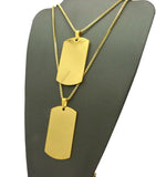 Polished Plain Dog Tag Pendant Set w/ 2mm 24" & 30" Box Chain Necklaces in Gold-Tone