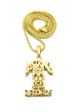 Polished Hollow Layered Last Kings Record Label Pendant w/ Chain Necklace