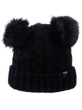 D&Y Warm Cable Knit Beanie With Double Pompom & Sherpa Lining