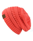 Unisex Trendy Warm Chunky Soft Stretch Cable Knit Slouchy Beanie Skully