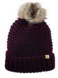 D&Y Chunky Warm Knit Cuffed Beanie With Faux Fur Pom
