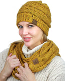 C.C Soft Stretch Colorful Confetti Cable Knit Beanie and Infinity Loop Scarf Set