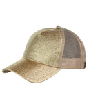 C.C Ponycap Messy High Bun Ponytail Adjustable Glitter Mesh Trucker Baseball Cap
