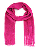 NYFASHION101 Fashionable Sparkly Glitter Thread Lightweight Tassel Scarf - Hot Pink