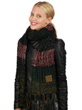 C.C Women's Long Multicolored Warm Cable Knit Shawl Wrap Tassel Scarf