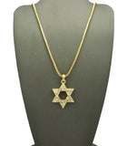 Stone Stud Star of David Micro Pendant with Chain Necklace