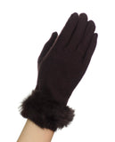 NYfashion101 Exclusive Women's Faux Fur Trim Touchscreen Compatible Winter Gloves