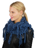 C.C Women's Soft Solid Chenille Net Fringed Tassel Infinity Wrap Scarf