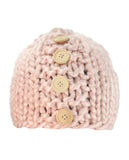 NYfashion101 Wood Button Accent Handmade Big Loop Winter Knit Beanie Hat