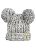 C.C Kids' Children's Cable Knit Double Ear Pom Cuffed Beanie Cap Hat