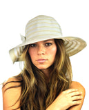 NYFASHION101 Crushable Two Tone Weaved Removable Bow Floppy Brim Sun Hat