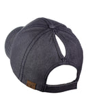 C.C Ponycap Messy High Bun Ponytail Adjustable Cotton Baseball Cap Hat