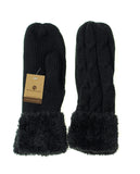 NYfashion101 Exclusive Winter Warm Sherpa Lined Cable Knit Cuff Mitten