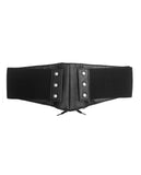 NYFASHION101 Women's Black Faux Leather Lace-Up Corset Stretch Waist Belt