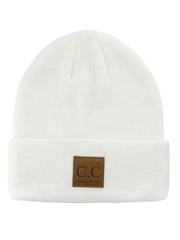 C.C Unisex Plain Cuff Skull Cap Winter Knit Beanie Hat