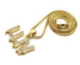 Stone Stud LUV Drip Effect Micro Pendant with Box Chain Necklace