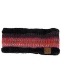 C.C Women's Multicolored Stretchy Knit Black Sherpa Lined Ear Warmer Headband