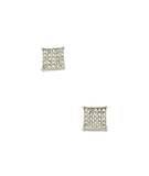 5 Stone Row Square Kite Stud Magnetic Earrings in Silver-Tone