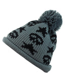 NYfashion101 Two Tone Handmade Skull & Star Knitted Pom Pom Beanie Hat