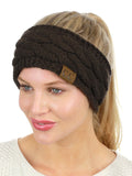 C.C Soft Stretch Winter Warm Cable Knit Fuzzy Lined Ear Warmer Headband