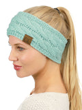 C.C Soft Stretch Winter Warm Cable Knit Fuzzy Lined Ear Warmer Headband
