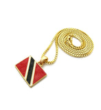 Trinidad and Tobago Flag Micro Pendant w/ Chain Necklace