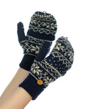 NYfashion101 Exclusive Snowflake Pattern Convertible Flip Cuff Mittens
