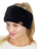 C.C Women's Soft Faux Fur Feel Sherpa Lined Ear Warmer Headband Headwrap