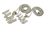 Stone Stud LUV Drip Effect Pendant Set with 2mm 20" and 24" Box Chain Necklaces, Gold-Tone