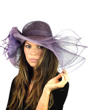 NYFASHION101 Kentucky Derby Enlarged Sheer Floral Accent Sinamay Dress Hat