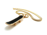 Iced Out Skateboard Pendant 4mm 36" Franco Chain Necklace in Black/Gold-Tone