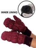 C.C Unisex Light Warm Soft Quilted Elastic Insulated Puffer Mittens