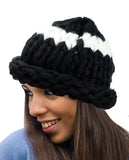Two Tone Single Strip Handmade Big Loop Helsinski Hat Beanie