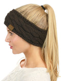 C.C Soft Stretch Winter Warm Cable Knit Fuzzy Lined Ear Warmer Headband