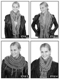 C.C Women's Soft Solid Chenille Net Fringed Tassel Infinity Wrap Scarf