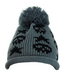 NYfashion101 Two Tone Handmade Skull & Star Knitted Pom Pom Beanie Hat