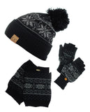 NYfashion101 Exclusive Snowflake Pattern Knit Boot Cuff, Beanie & Mitten Set