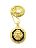 Lion Head Medallion Pendant w/ Chain Necklace