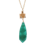 Women's Smooth Long Briolette Stone Dangle Pendant with 30" Link Chain Necklace