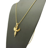 Extended Wing Praying Halo Angel Pendant w/ Chain Necklace