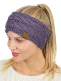 C.C Soft Stretch Winter Warm Cable Knit Fuzzy Lined Ear Warmer Headband