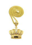 Stone Stud King's Crown Pendant with Chain Necklace