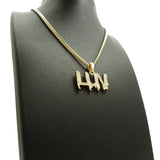 Stone Stud LUV Drip Effect Micro Pendant with Cuban Chain Necklace