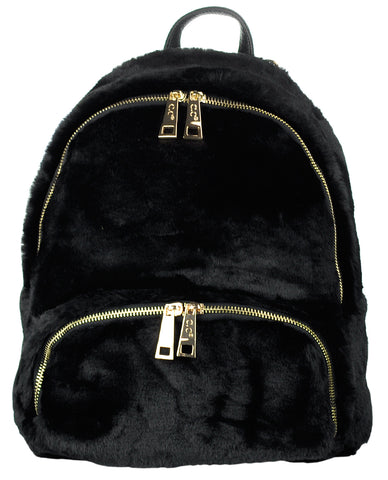 black fuzzy mini backpack C.C Women's Faux Fur Fuzzy Backpack Schoolbag Shoulder Bag Purse – NYFASHION101