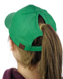 C.C Ponycap Messy High Bun Ponytail Adjustable Cotton Baseball Cap Hat