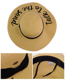 C.C Women's Paper Weaved Beach Time Embroidered Quote Floppy Brim Sun Hat