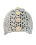 NYfashion101 Wood Button Accent Handmade Big Loop Winter Knit Beanie Hat